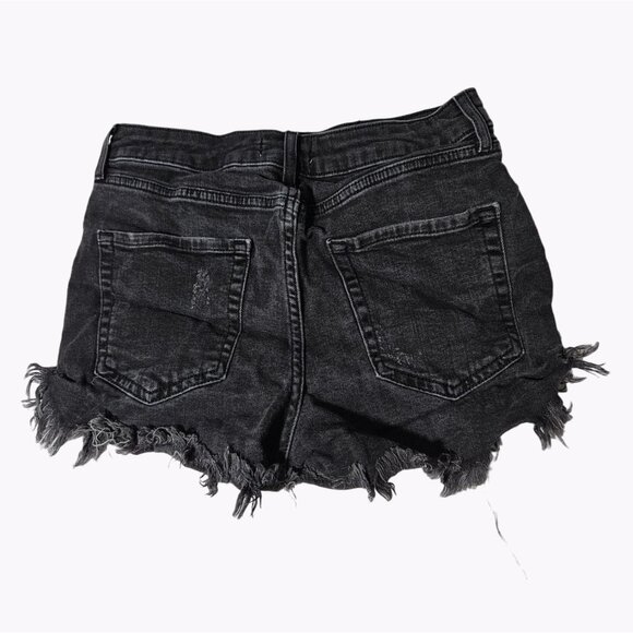 Forever 21 Jean Shorts Womens Size 28 Mid Rise Black Denim Cutoff Hot Pants - Picture 2 of 4